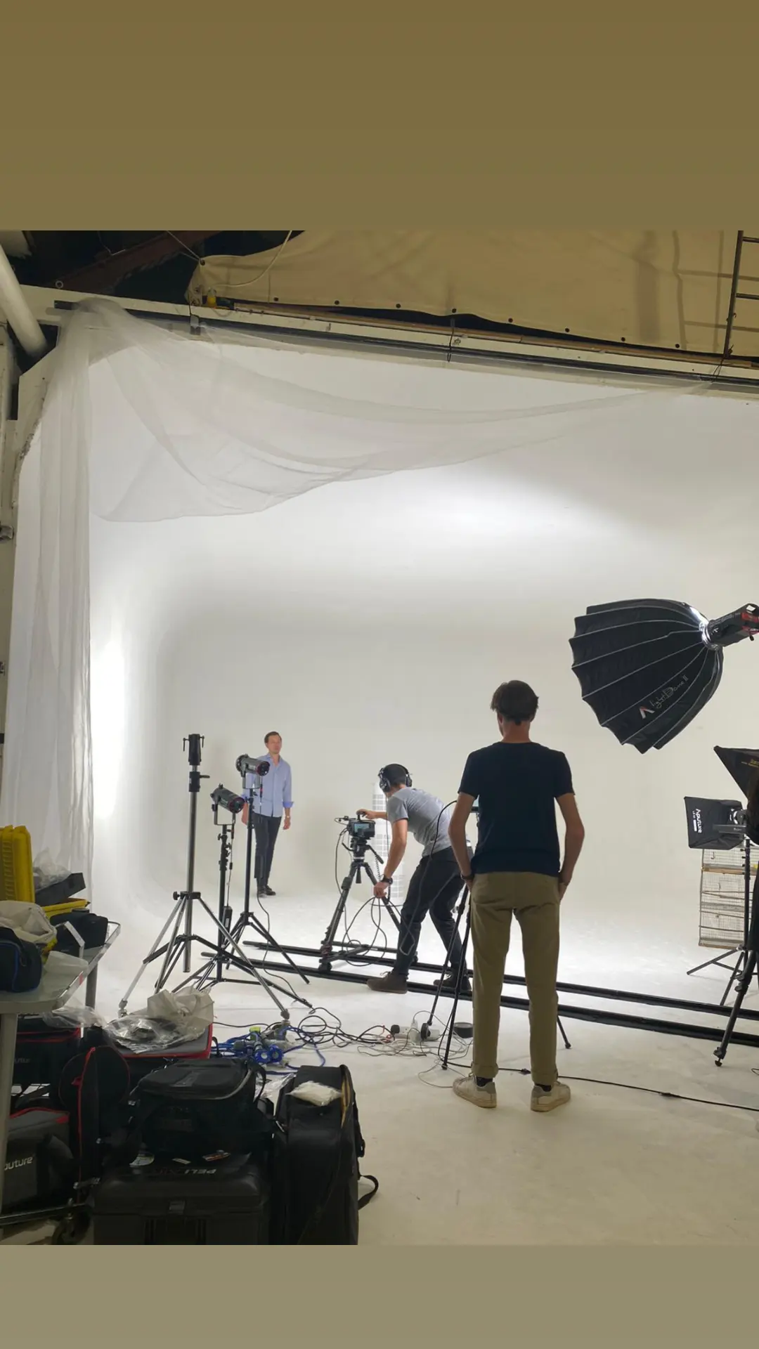 Behind the scenes — crew and lighting setup for the Rensair shoot